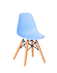 Cadeira Flórida KIDS Sem braço com base de Madeira e Assento em polipropileno Azul Fratini 1.00336.01.0008