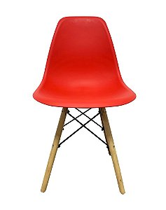 Cadeira Flórida sem Braço com base de Madeira e Assento em polipropileno Vermelho Fratini 1.00316.01.0005