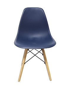 Cadeira Flórida sem Braço com base de Madeira e Assento em polipropileno Azul Marinho Fratini 1.00316.01.0013