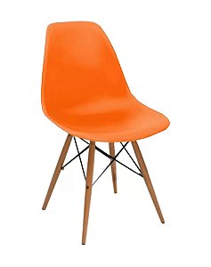 Cadeira Flórida sem Braço com base de Madeira e Assento em polipropileno Laranja Fratini 1.00316.01.0047