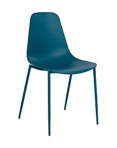 Cadeira Miami  com Base em aço com pintura epóxi e Assento em Polipropileno Azul Petróleo Fratini 1.00188.01.0046