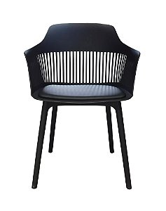 Cadeira Montreal com Assento com revestimento em Couro Ecológico e Polipropileno Preto Fratini 1.00276.01.0002