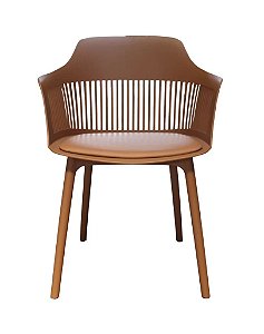 Cadeira Montreal com Assento com revestimento em Couro Ecológico e Polipropileno Marrom Capuccino Fratini 1.00276.01.0070