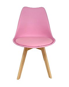 Cadeira Siena com a base natural e Assento em Polipropileno e couro ecológico Rosa Fratini 1.00220.01.0043
