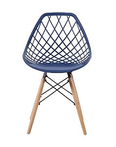 Cadeira Veneza com base de madeira e assento em Polipropileno Azul Marinho Fratini 1.00259.01.0013