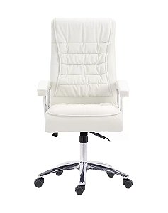 Cadeira Califórnia com Base e braços em aço cromado e Revestimento em couro ecológico Branco Fratini 1.00290.01.0001