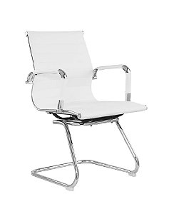 Cadeira Manhattan Fixo Aço Cromado e Couro Ecológico Branco Fratini 1.00207.01.0001