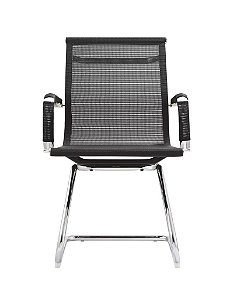Cadeira Sydney Fixa com Aço Cromado e Tela Preto Fratini 1.00232.01.0002