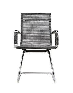 Cadeira Sydney Fixa com Aço Cromado e Tela Cinza Fratini 1.00232.01.0044