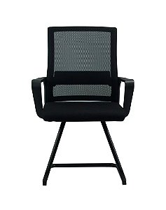 Cadeira Tokyo Fixa com Base em aço Nylon e Revestimento em tela e Encosto e Braços em Polipropileno Preto Fratini 1.00312.01.0002