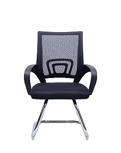 Cadeira Manchester Fixa com Base Cromada, Tela e Polipropileno Preto Fratini 1.00263.01.0002