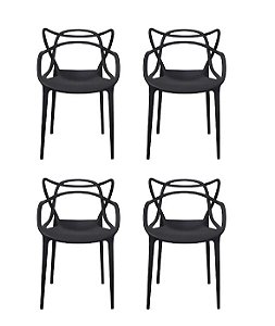 Cadeira Aviv Polipropileno Preto Fratini 1.00110.01.0002 Kit 4 Unidades