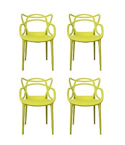 Cadeira Aviv Polipropileno Amarelo Fratini 1.00110.01.0004 Kit 4 Unidades