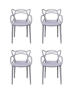 Cadeira Aviv Polipropileno Cinza Fratini 1.00110.01.0010 Kit 4 Unidades