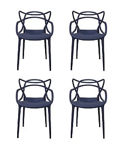 Cadeira Aviv Polipropileno Azul Marinho Fratini 1.00110.01.0013 Kit 4 Unidades