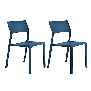 KIT 2 Cadeira Mykonos Polipropileno Azul Marinho Fratini 1.00319.01.0013