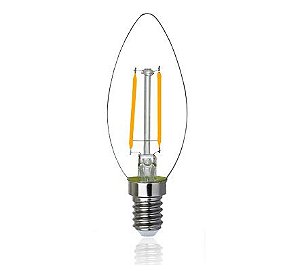 Lâmpada LED vela lisa filamento E14 2700K quente 2W 127V Mundial Lux ML-0262