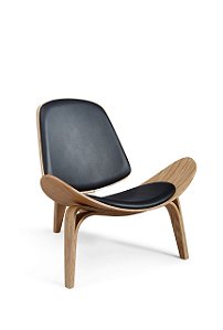 Cadeira Design em Madeira e Almofada em Courino ANM 2601 Preta
