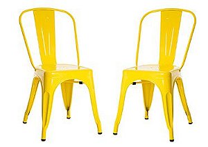 Cadeira Design Fixa em Aço com Pintura Epóxi ANM 6671 Amarelo - Kit 2