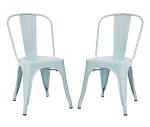 Cadeira Design Fixa em Aço com Pintura Epóxi ANM 6671 Azul Claro Fosco - Kit 2