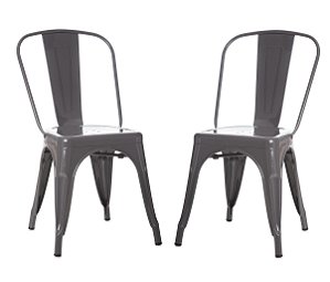 Cadeira Design Fixa em Aço com Pintura Epóxi ANM 6671 Chumbo - Kit 2