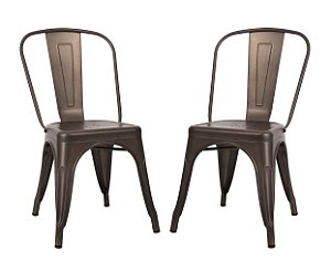 Cadeira Design Fixa em Aço com Pintura Epóxi ANM 6671 Cinza Envelhecido - Kit 2