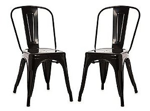 Cadeira Design Fixa em Aço com Pintura Epóxi ANM 6671 Preto - Kit 2