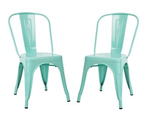 Cadeira Design Fixa em Aço com Pintura Epóxi ANM 6671 Verde Água - Kit 2