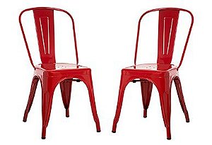 Cadeira Design Fixa em Aço com Pintura Epóxi ANM 6671 Vermelho - Kit 2