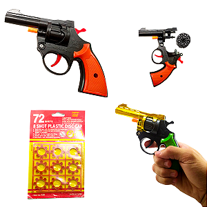 Arma De Brinquedo C/ 72 Shots Revolver Reforçado Espoleta