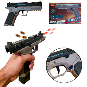 Arma Automática De Brinquedo Glock Com Dardos E Capsulas
