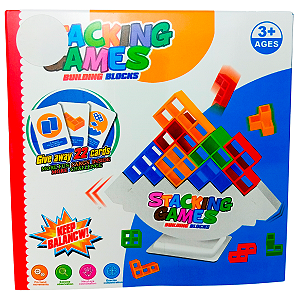 Brinquedo Jogo Tabuleiro Tetris Equilibrio 64 Peças Criativo