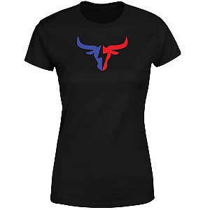 Camiseta Country Feminina 100% Algodão Blue Red Preto