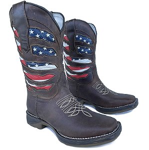 Bota Texana Rex EUA 2 Lados Sola Jump Bico Quadrado