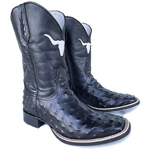 Bota Texana Estampa Avest Preto Bico Quadrado