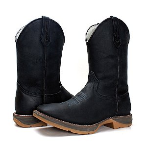 Bota Texana Pro Black Sola Jump Bico Quadrado