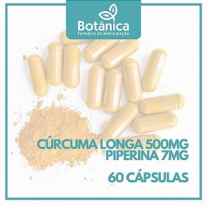 Cúrcuma Longa 500mg Piperina 7mg 30 cápsulas