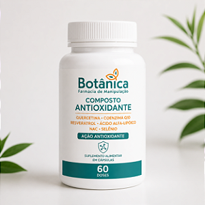 Composto Antioxidante com Quercetina, Coenzima Q10, Resveratrol, Ácido Alfa-Lipóico e NAC – 60 Doses