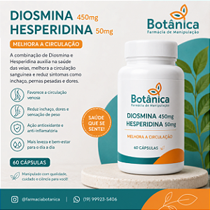 Diosmina 450mg Hesperidina 50mg 60 cápsulas - Melhora Circulação