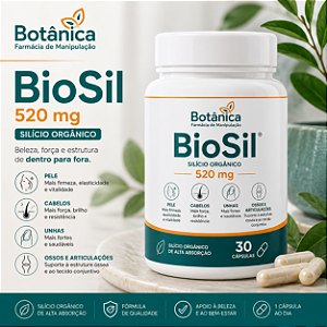 ✨ BioSil® 520 mg – Silício Orgânico | 30 Cápsulas Beleza de dentro para fora: pele, cabelos e unhas 💚