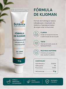 Fórmula de Kligman - Ácido Retinóico, Hidroquinona, Fluocinolona gel creme 15g