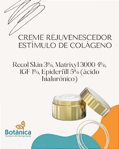 Gel Creme com Recol Skin 3%, Matrixyl 3000 4%, IGF 1%, Epiderfill 5% (ácido hialurônico)