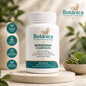 Berberina Composta - Berberina 500mg, Picolinato de Cromo 300mcg, Zembrin (Sceletium tortuosum) 15mg, Pholia Negra 100mg