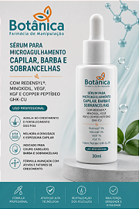 Sérum para Microagulhamento Capilar, Barba e Sobrancelhas com Redensyl®, Minoxidil, VEGF, KGF e Copper Peptídeo GHK-Cu 30ml