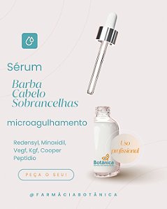 Sérum para Microagulhamento Capilar/ Barba e Sobrancelhas com Redensyl, Minoxidil, Vegf, Kgf, Cooper Peptídio 30ml