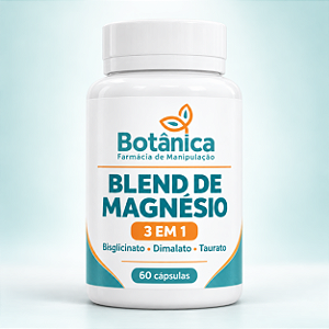 Blend de Magnésio 3 em 1 – Bisglicinato, Dimalato e Taurato | 60 Cápsulas