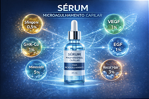 Microagulhamento Capilar - Sérum uso profissional com Sfíngoni, Vegf, Ghk-Cu, Egf, Recol Hair, Minoxidil, Sérum 30ml