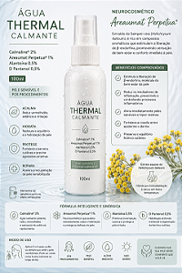 Água Thermal Calmante - Calmaline 2%, Areaumat Perpetua 1%, Alantoína 0,5% D Pantenol 0,5% 100ml - Pele Sensível e Pós Procedimentos.