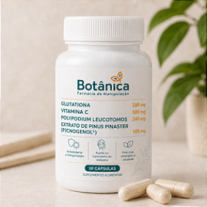 Glutationa 250 mg + Vitamina C 500 mg + Polypodium leucotomos 240 mg + Extrato de Pinus pinaster (Pycnogenol®) 100 mg