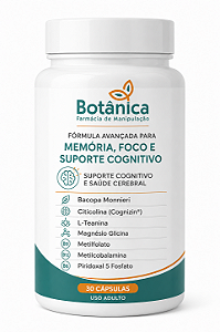 Fórmula Avançada para Memória, Foco e Suporte Cognitivo com Bacopa Monnieri • Citicolina (Cognizin) • L-Teanina • Magnésio Glicina • Metilfolato • Metilcobalamina • Piridoxal 5 Fosfato 30 cápsulas